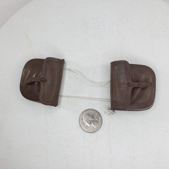 Vintage MARX Johnny West Saddle Bag Pair Brown Toy Replacement Part - Picture 2 of 4